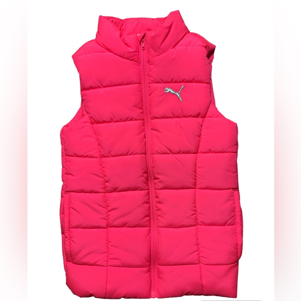 Pumaโ Girls Hot Pink Puffer Vest Full Zip Winter Activewear 1333175 S 7/8